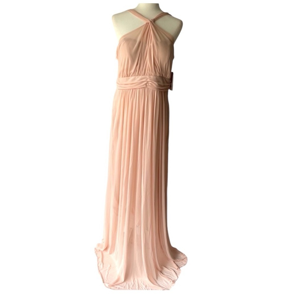 Birdy Grey Pale Blush Long Maxi Dress Formal Wedding Bridal Bridesmaid Prom,  L